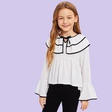 Shein Girls Contrast Binding Layered Ruffle Top