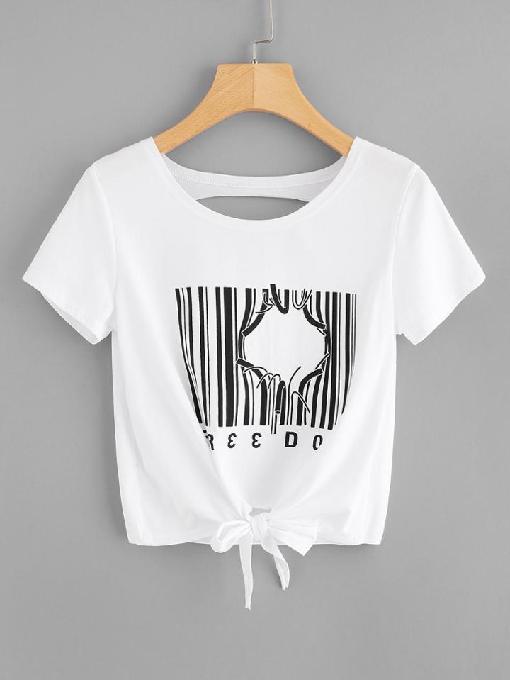 Shein Barcode Print Tee