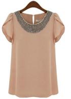 Rosewe Light Pink Short Sleeve Round Neck With Fitting Tees
