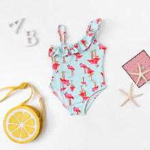 Shein Girls Flamingo Print Ruffle Swimsuit