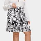 Shein Plus Zebra Print Zipper Up Skirt