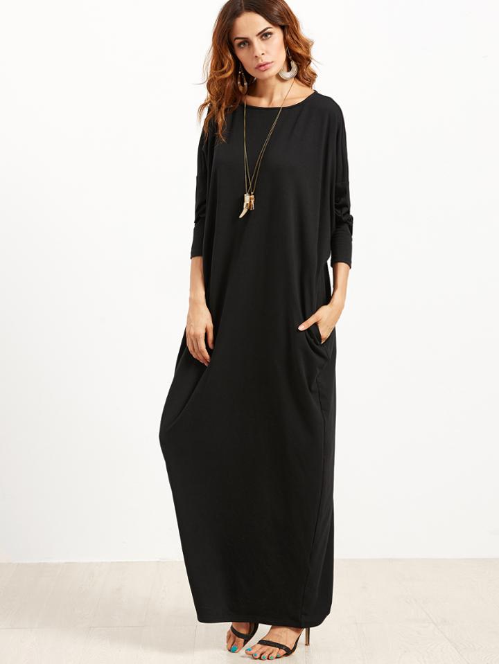 Shein Scoop Neck Shift Maxi Dress