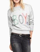 Shein Women Grey Boy Print Casual Sweatshirt