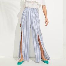 Shein Flare Waist Elastic Striped Pants