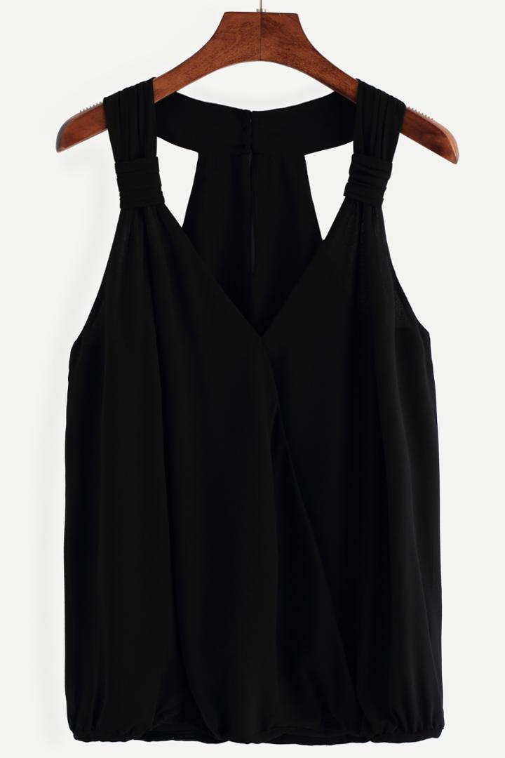 Shein Black Halter Neck Chiffon Top