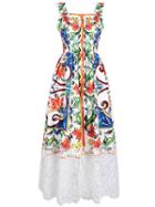 Shein Strap Backless Print Contrast Lace Dress