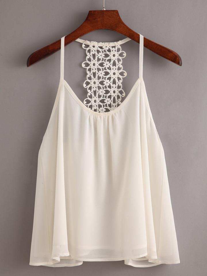 Shein Crochet Racerback Chiffon Cami Top