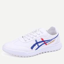 Shein Embroidered Detail Lace Up Sneakers