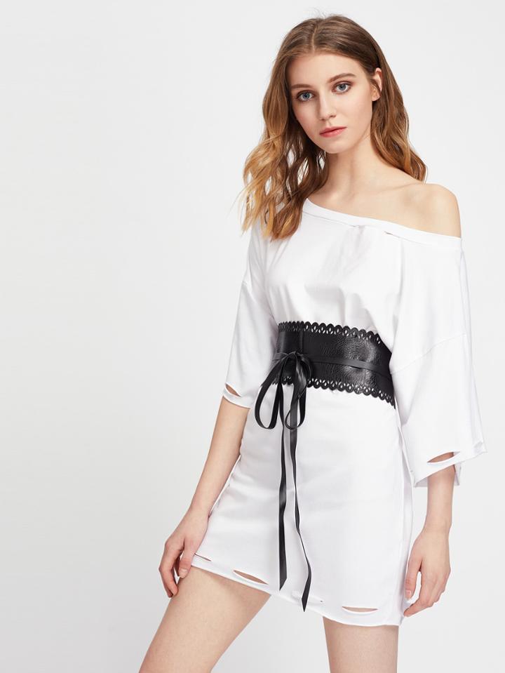Shein Scalloped Trim Obi Belt