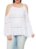 Shein White Off The Shoulder Hollow Plus Top