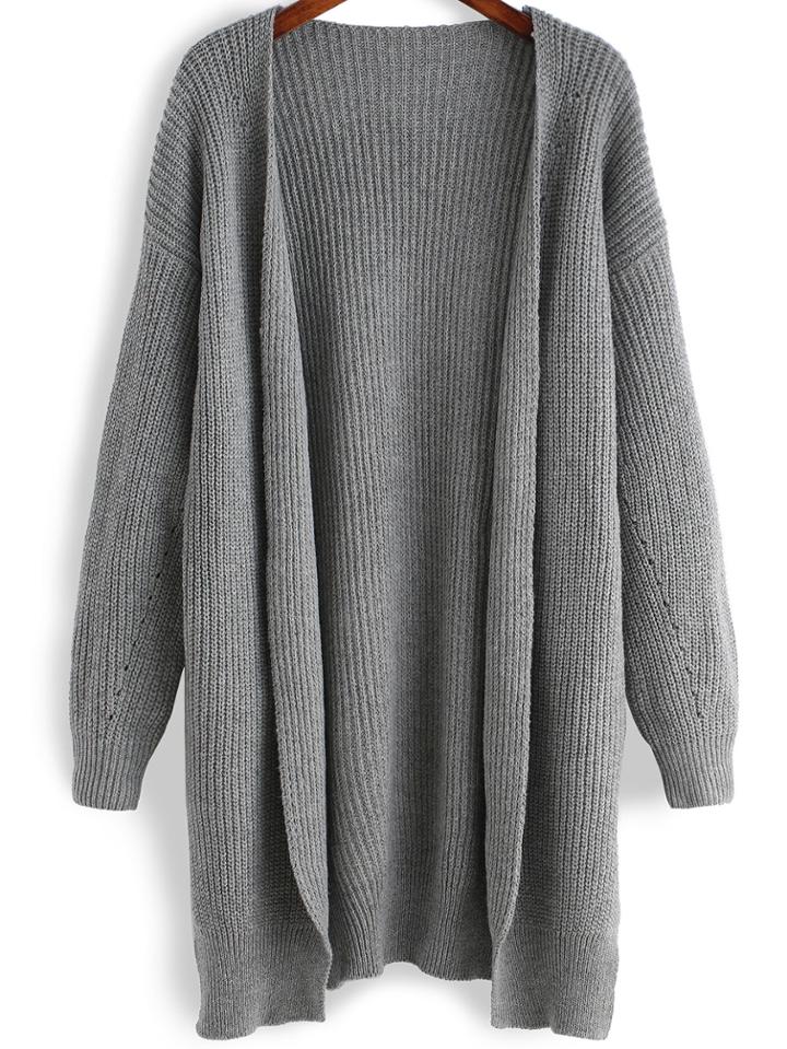 Shein Grey Long Sleeve Split Loose Cardigan