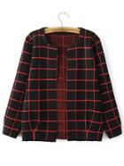 Shein Black Grid Open Front Cardigan