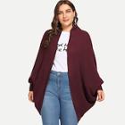 Shein Plus Open Front Solid Cocoon Cardigan