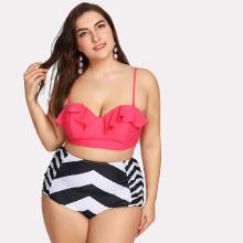 Shein Plus Zigzag Ruffle Bikini Set