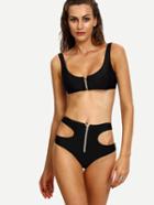Shein Cutout Zip Front Bikini Set