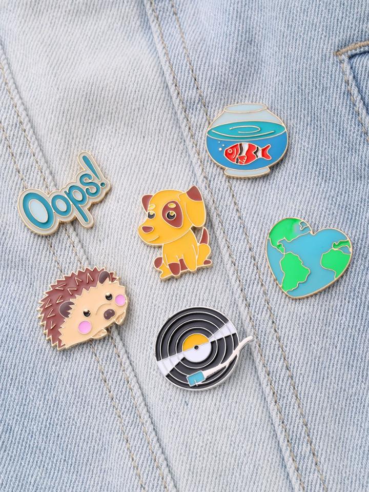 Shein Hedgehog & Dog Design Brooch Set