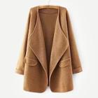 Shein Solid Waterfall Cuffed Cardigan