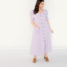 Shein Plus Pocket Front Button Through Dress