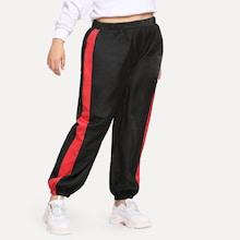 Shein Plus Contrast Striped Side Pants