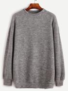 Shein Grey Drop Shoulder Ribbed Sweater