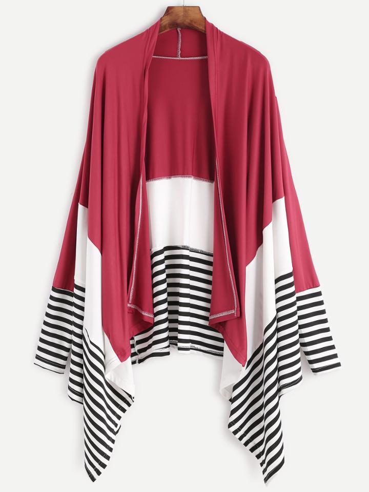 Shein Color Block Drape Front Asymmetric Coat