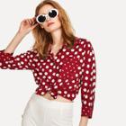 Shein O-ring Belted Polka Dot Shirt