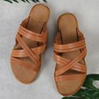 Shein Criss Cross Strappy Band Slide Sandal Tan