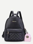 Shein Studded Pu Backpack With Mini Backpack Charm