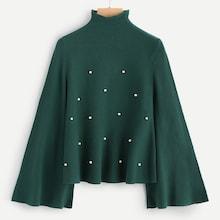 Shein High Neck Pearl Beaded Jumper