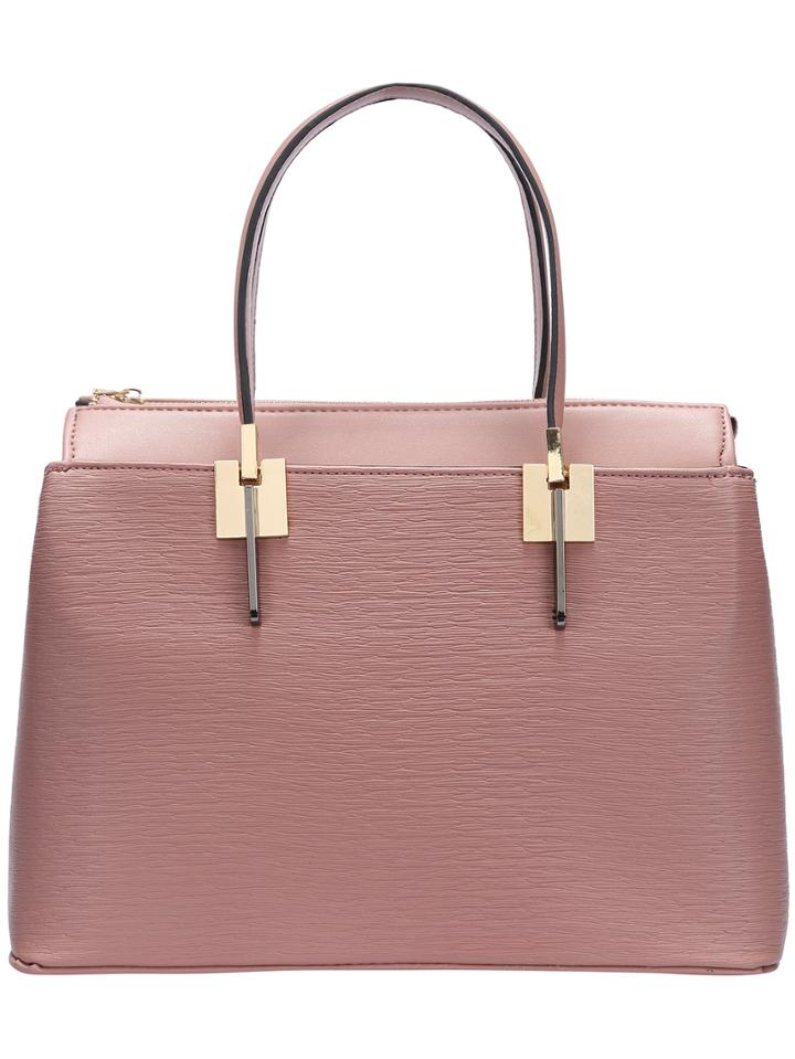 Shein Pink Double Handle Zipper Pu Shoulder Bag