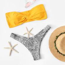 Shein Twist Front Dot Print Bikini Set
