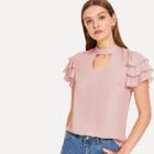 Shein Tie Neck Layered Sleeve Top