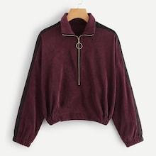 Shein Contrast Tape Side Corduroy Sweatshirt