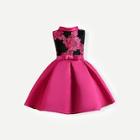 Shein Toddler Girls Stereo Flowers Contrast Fishnet Dress
