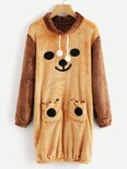 Shein Bear Print Pocket Front Pajama Dress