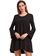 Shein Black Long Sleeve Ruffle Dress