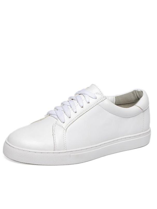 Shein Plain Faux Leather Top Lace-up Sneakers