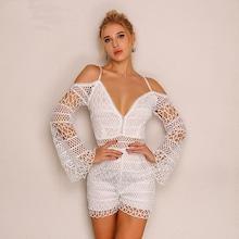 Shein Plunging Neck Cold Shoulder Eyelet Romper