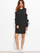 Shein Bow Tie Split Sleeve Hoodie Dress