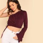 Shein One Shoulder Frill Detail Drawstring Top
