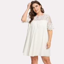 Shein Plus Lace Crochet Frill Detail Smock Dress