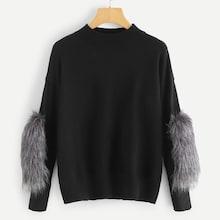 Shein Drop Shoulder Faux Fur Jumper