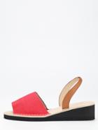 Shein Wide Strap Wedge Sandals - Red Denim