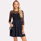 Shein Circle Applique Mesh Fit & Flare Dress