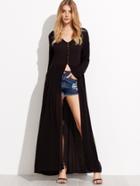 Shein Black Button Front Pleated Maxi Blouse