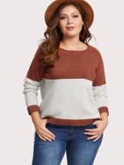 Shein Two Tone Raglan Sleeve Pocket Detail Sweater