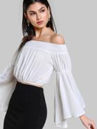 Shein Smocked Off Shoulder Exaggerated Bell Sleeve Top