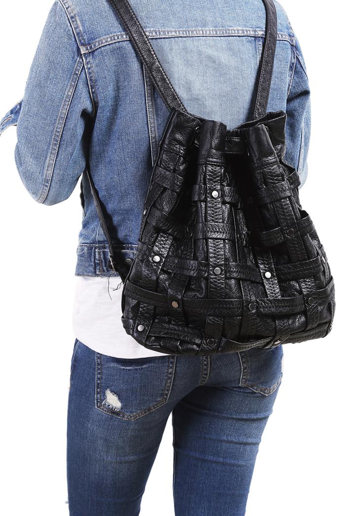 Shein Black Buckle Pu Backpacks