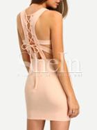 Shein Pink Lace-up Tie Back Bodycon Dress
