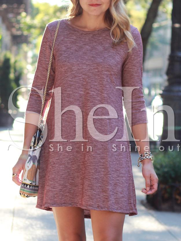 Shein Red Crew Neck Shift Dress